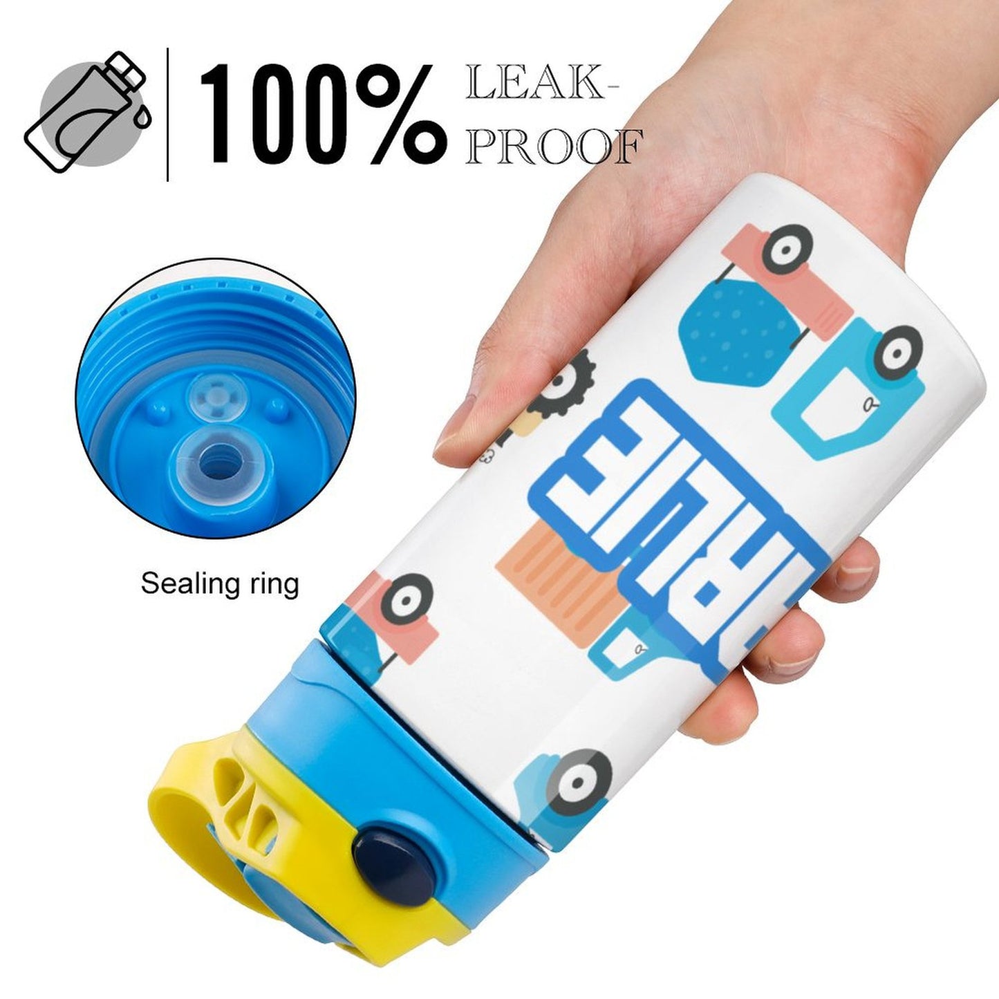 Personalised Kids Water Bottle - Trucks