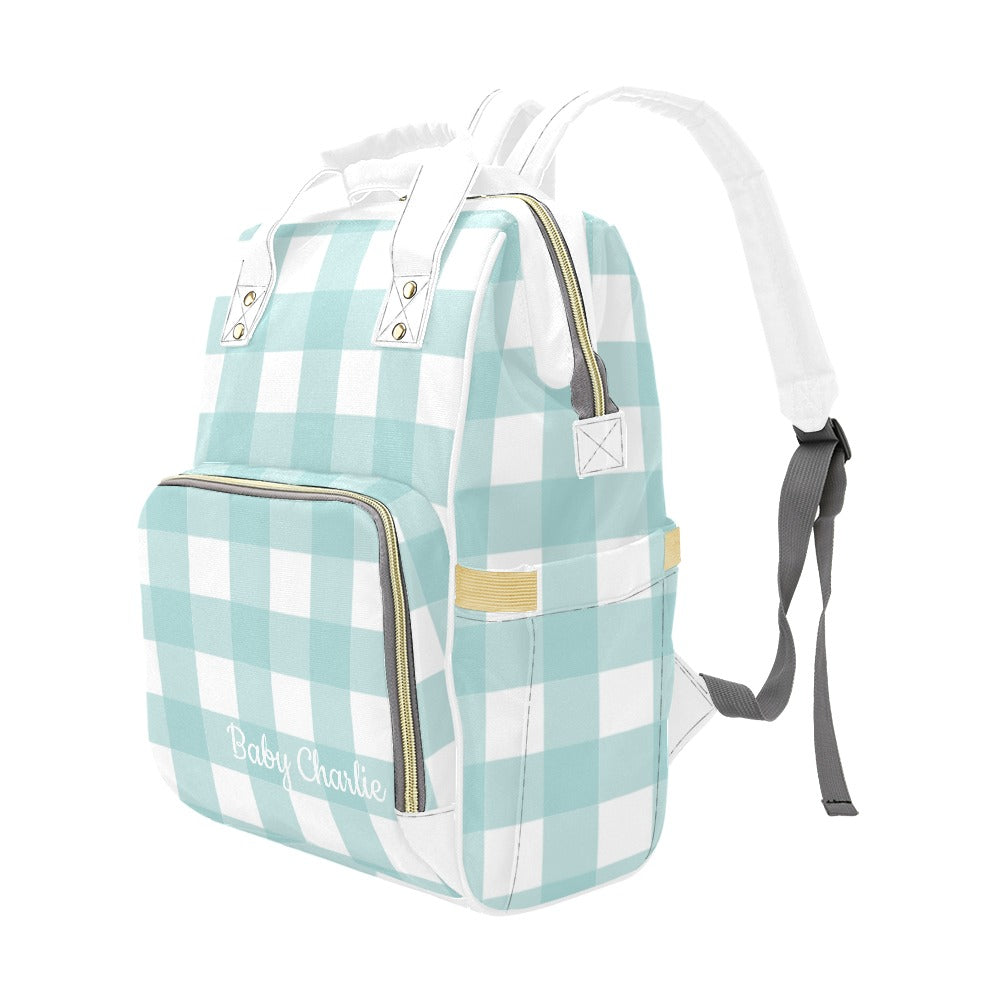 Personalised Diaper Bag - Blue Check