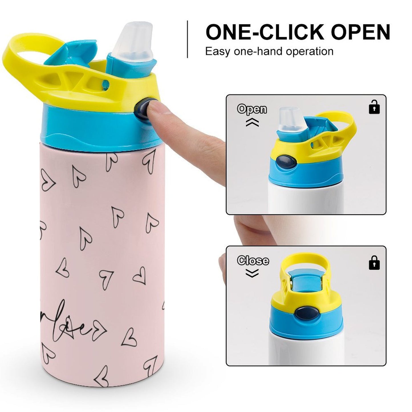 Personalised Kids Water Bottle - Heart