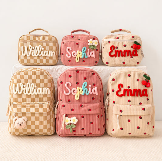 Personalised Embroidered Kids Backpack and Lunch Bag Set