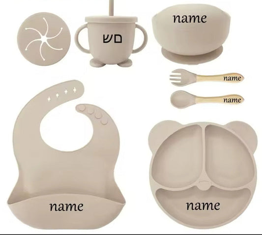 Personalised Silicone Bibs and Baby Feeding Set
