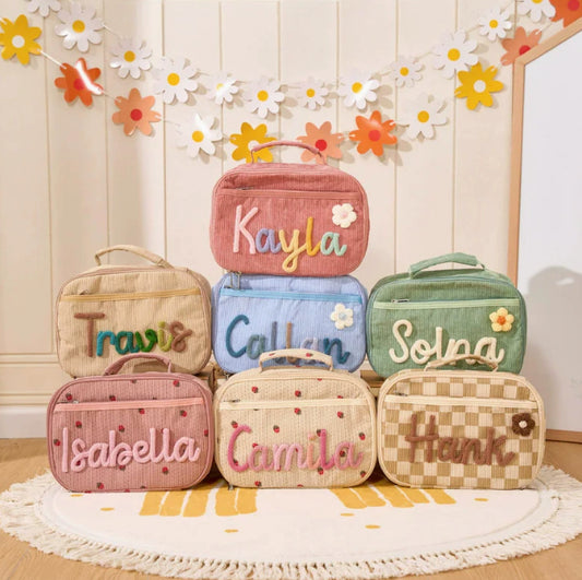 Personalised Hand Embroidered Lunch Bag