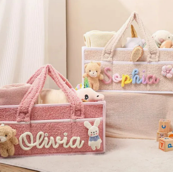 Personalised Baby Diaper Caddy Basket