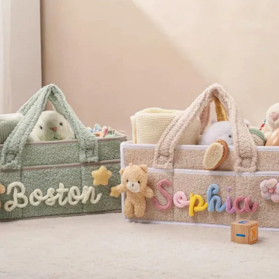 Personalised Baby Diaper Caddy Basket