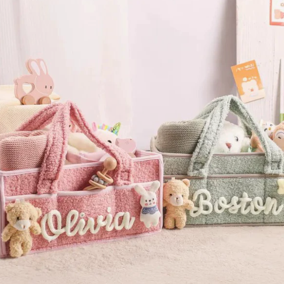 Personalised Baby Diaper Caddy Basket