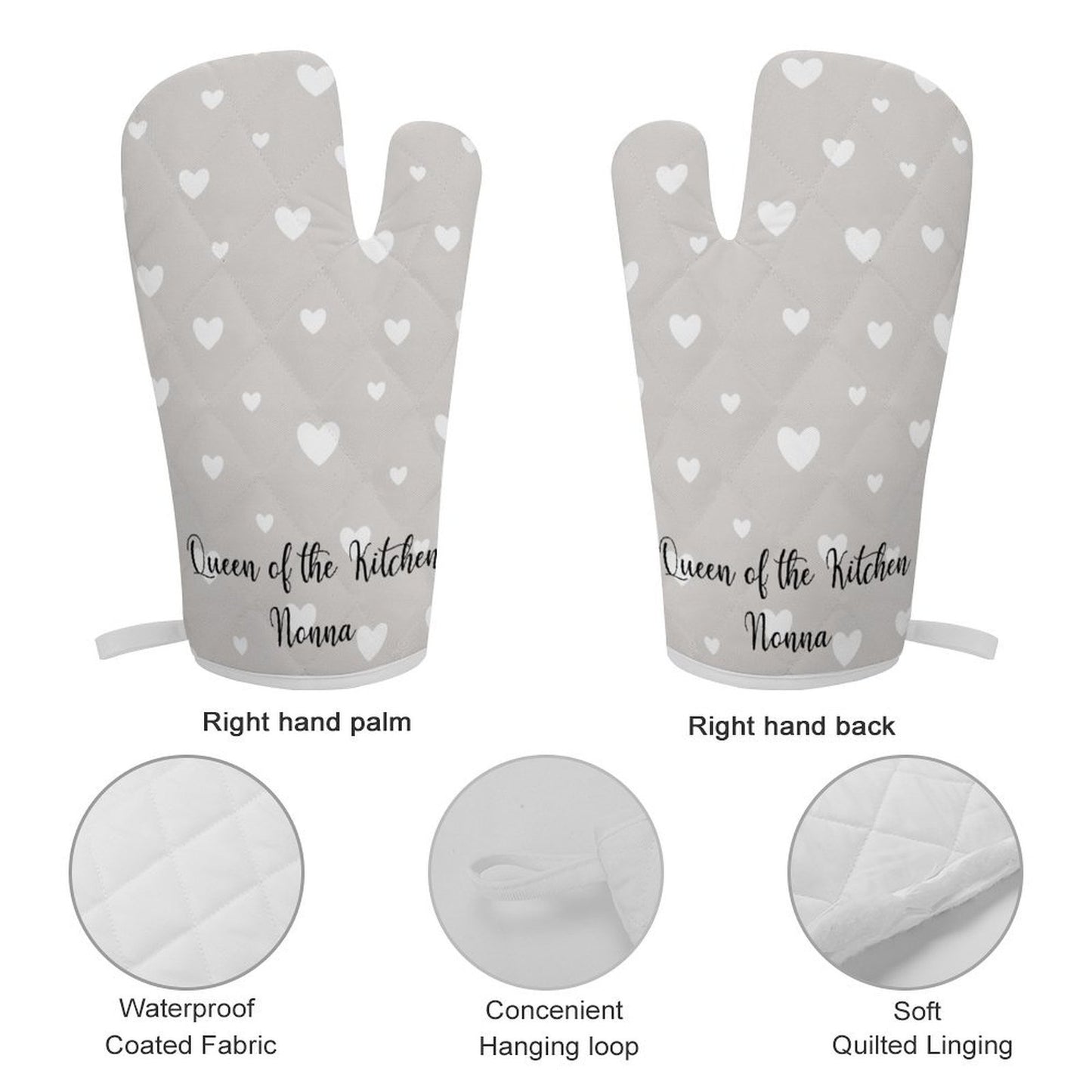 Oven Mitt & Pot Holder Set - Grey Heart