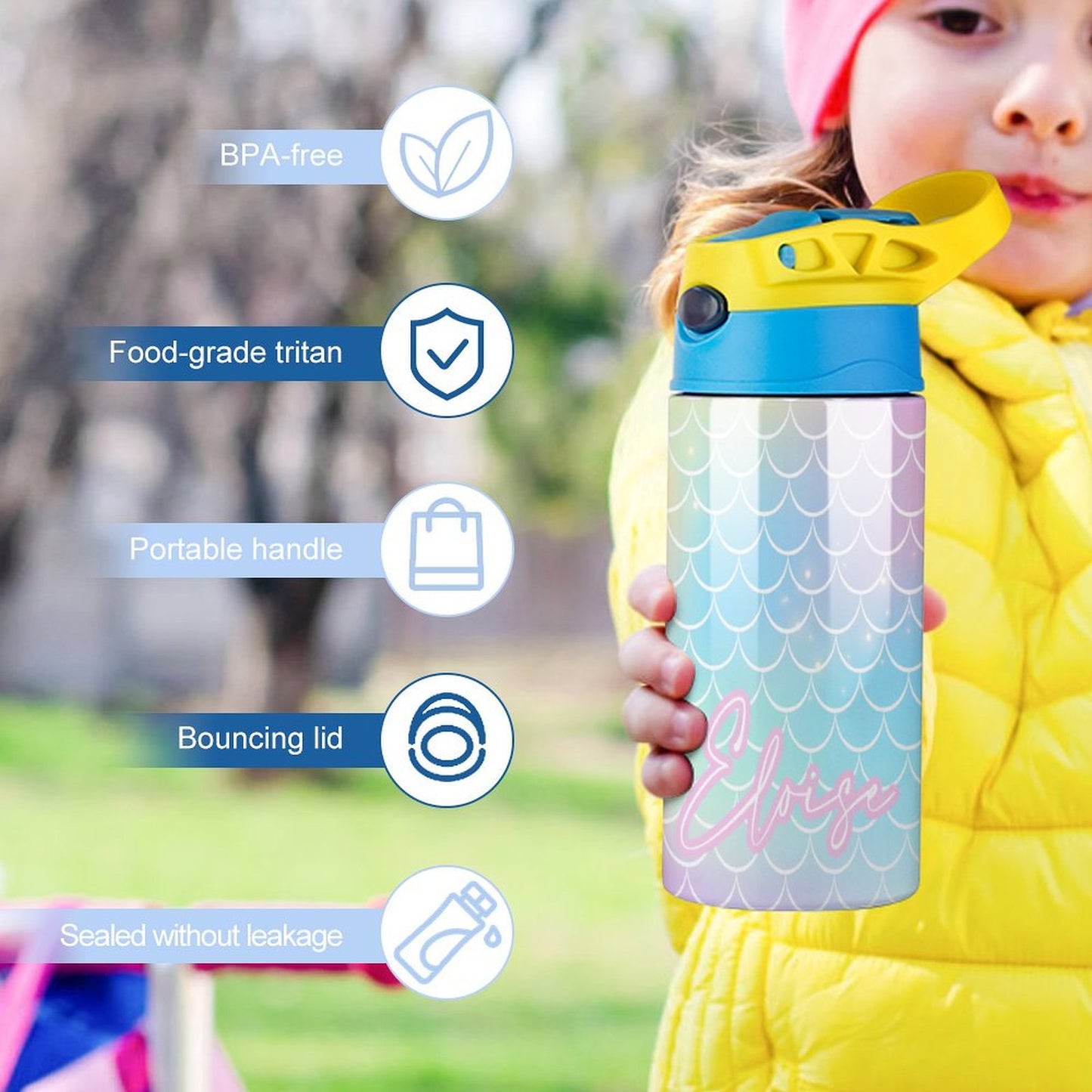 Personalised Kids Water Bottle - Mermaid