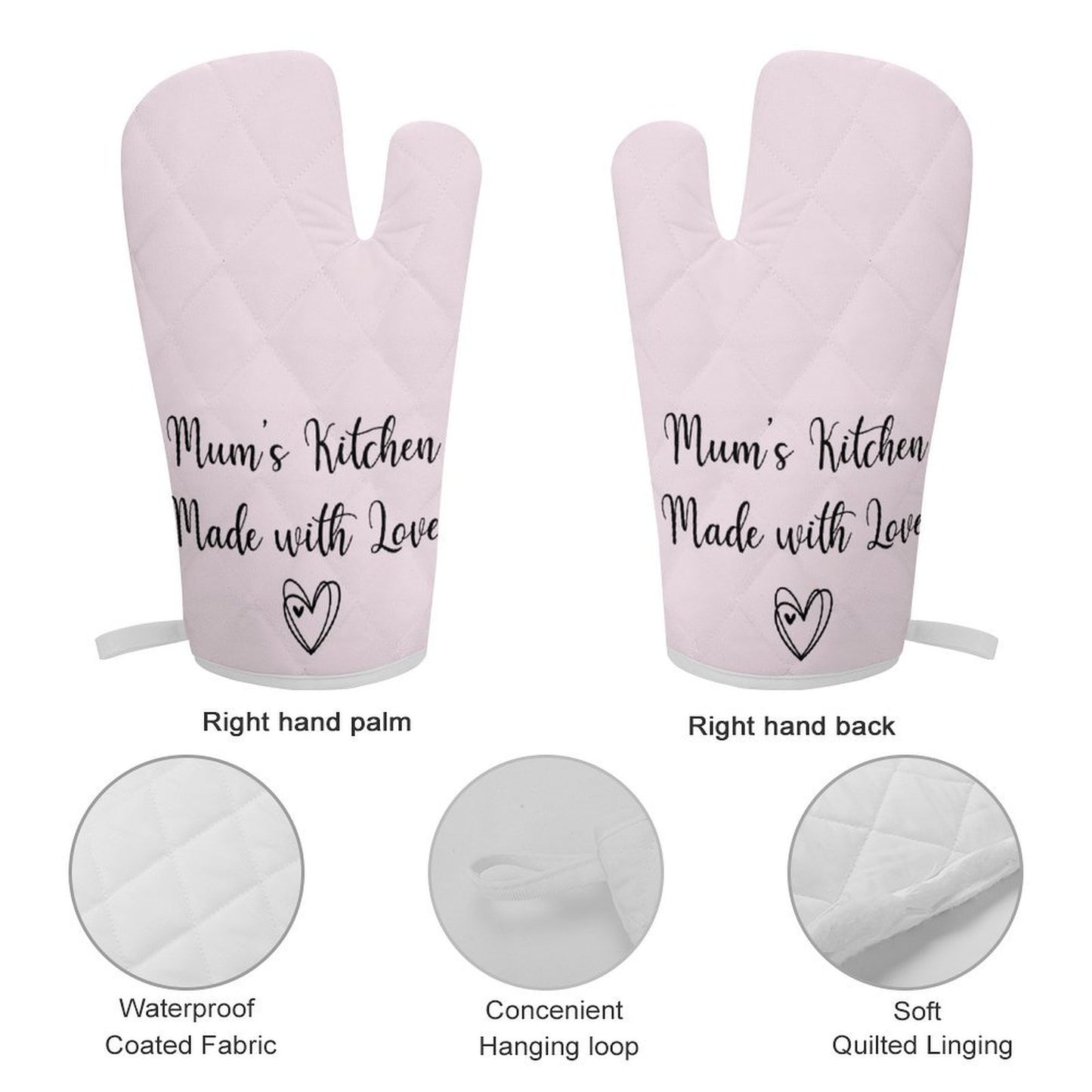 Oven Mitt & Pot Holder Set - Pink Heart