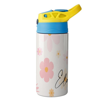 Personalised Kids Water Bottle - Pink Flower