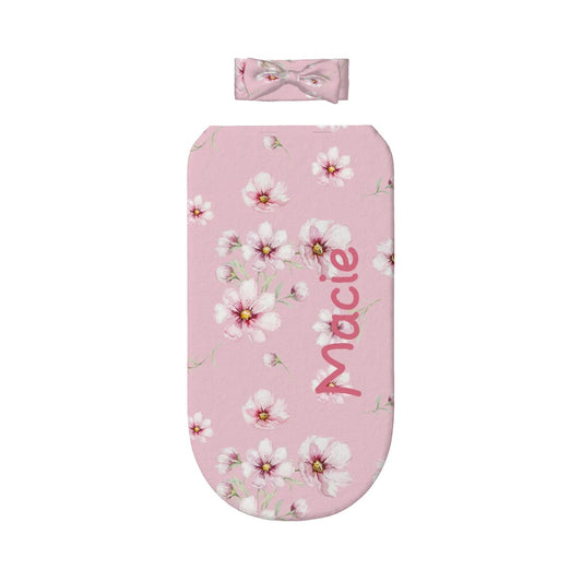 Personalised Baby Swaddle & Headband Set - Camellia