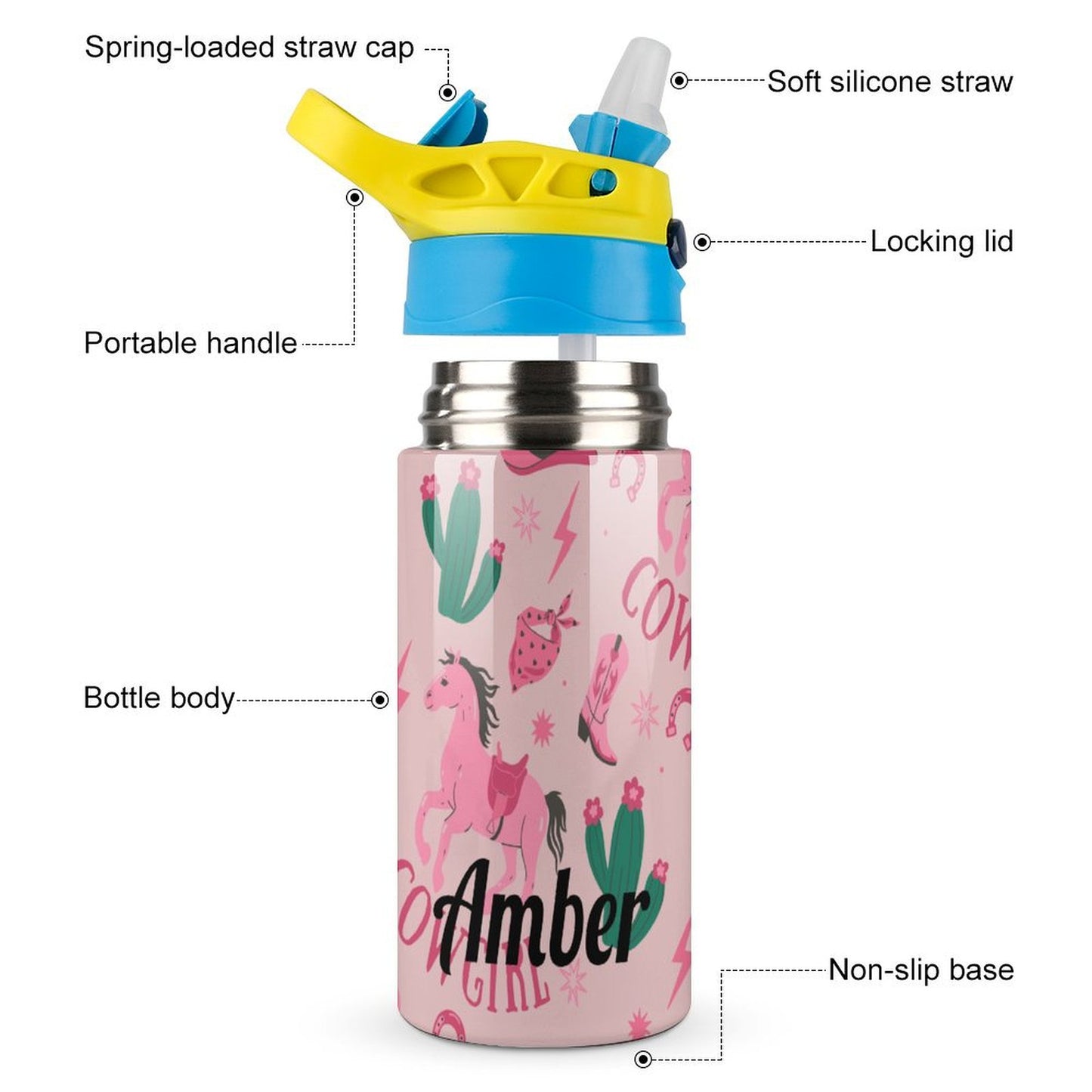 Personalised Kids Water Bottle - Cowgirl