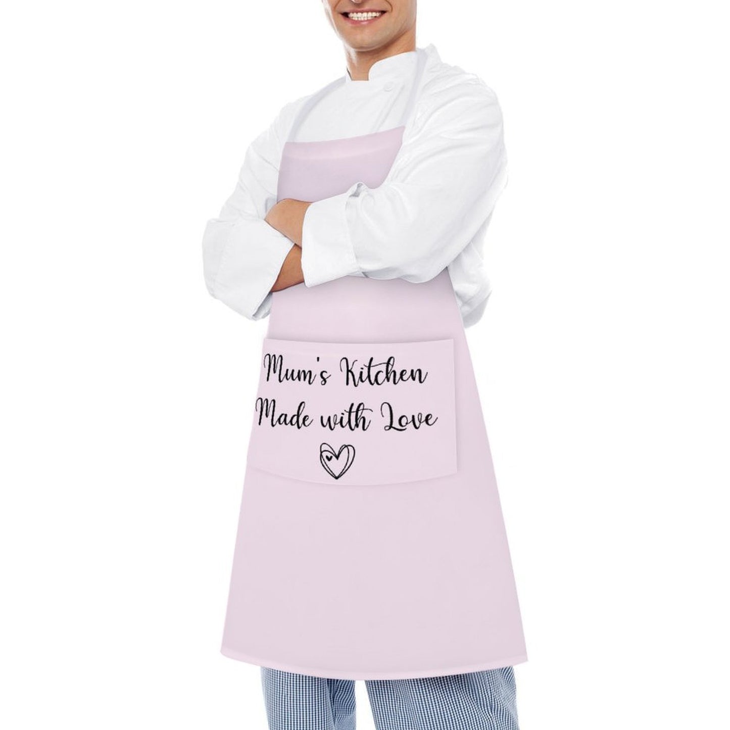 Personalised Apron with Pocket - Pink Heart