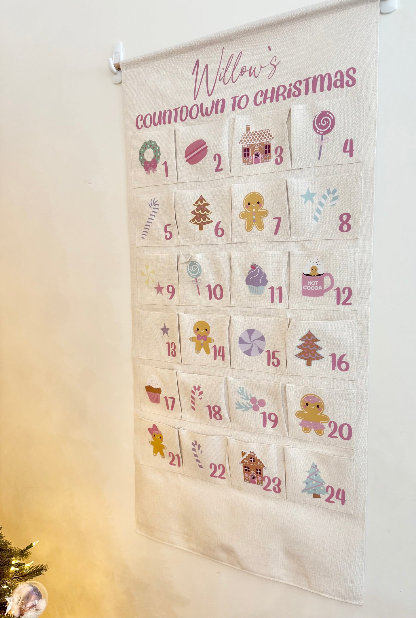 Personalised Large Christmas Advent Calendar - Pink Pastels