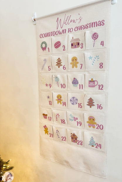 Personalised Large Christmas Advent Calendar - Pink Pastels