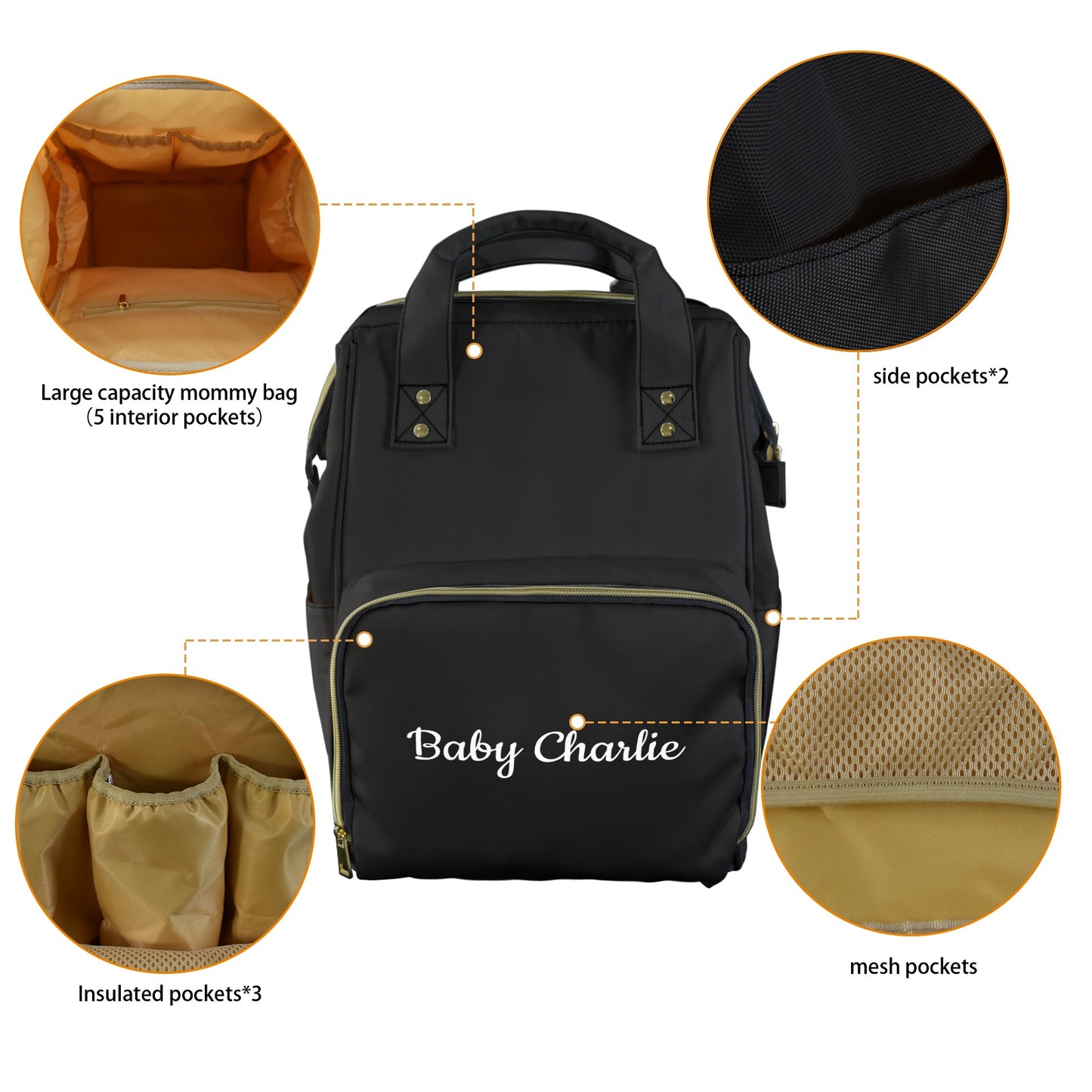 Personalised Diaper Bag - Black