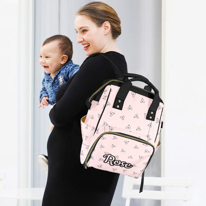 Personalised Diaper Bag - Pink Heart