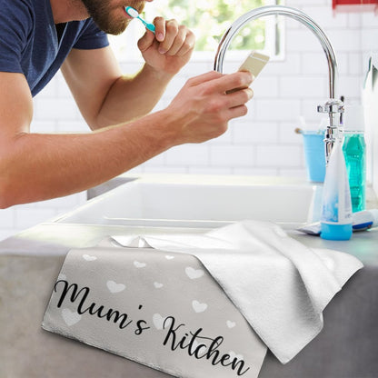 Personalised Kitchen Towel - Grey Heart
