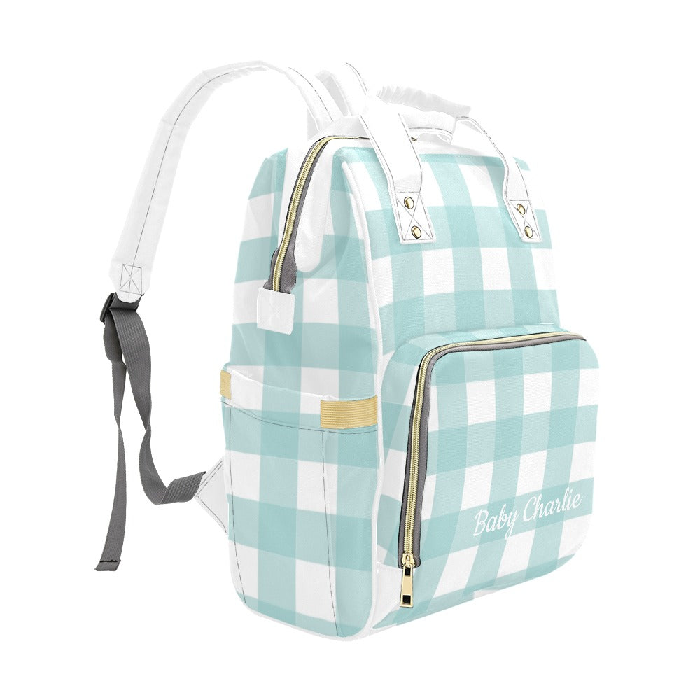 Personalised Diaper Bag - Blue Check