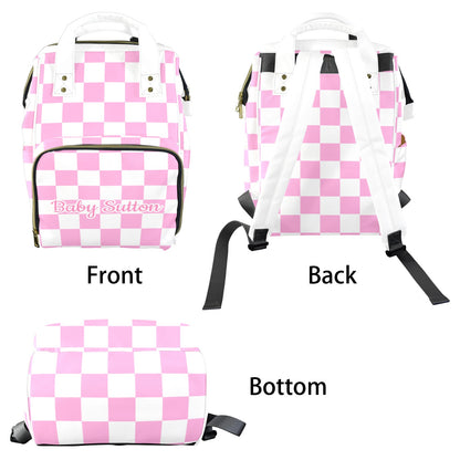 Personalised Diaper Bag - Pink Check