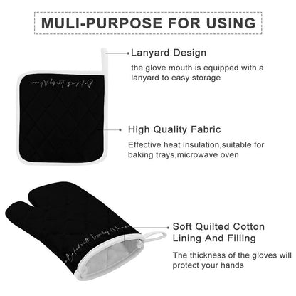 Oven Mitt & Pot Holder Set - Black