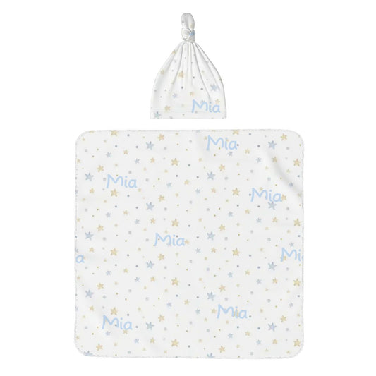 Personalised Baby Swaddle & Beanie Set - Star