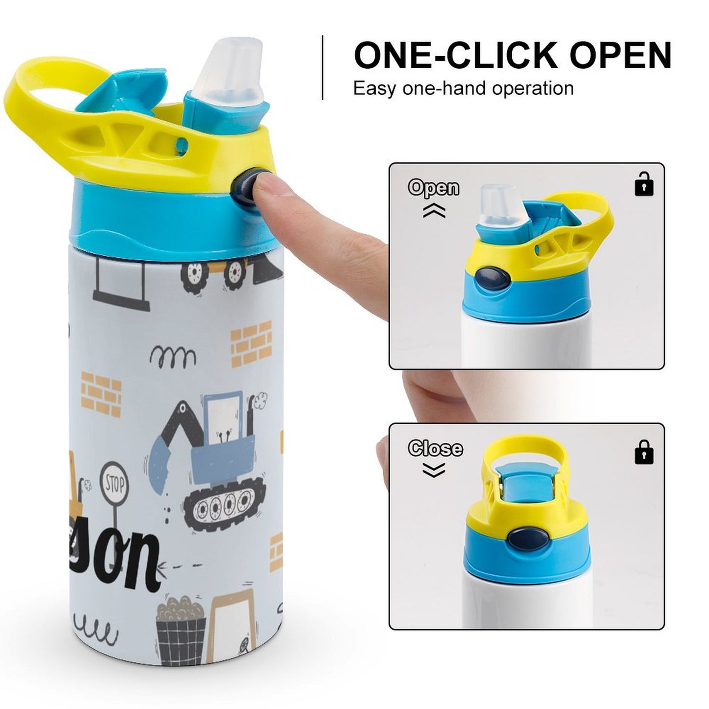 Personalised Kids Water Bottle - Construction
