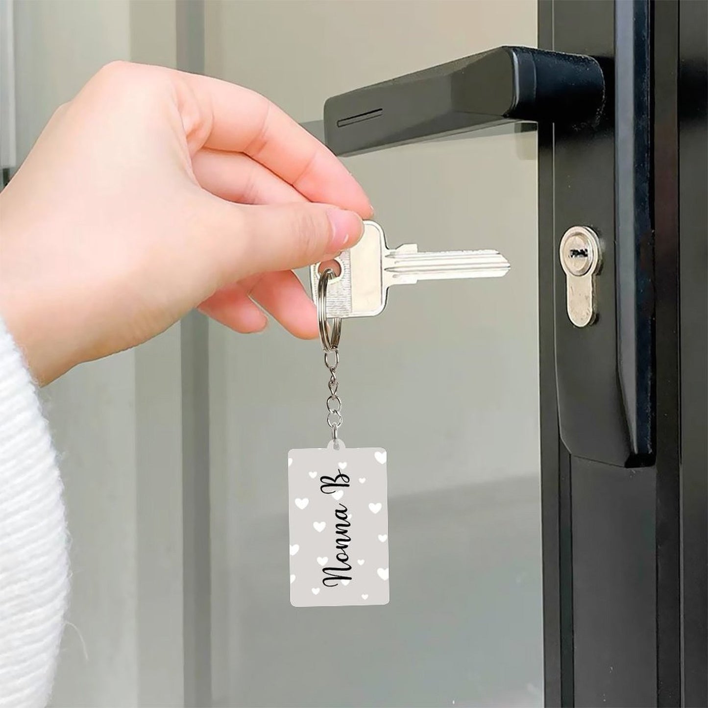Personalised Keychain - Grey Heart