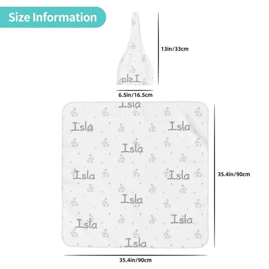Personalised Baby Swaddle & Beanie Set - Bunny