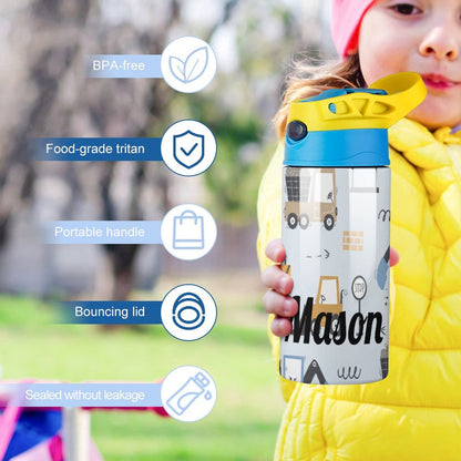 Personalised Kids Water Bottle - Construction