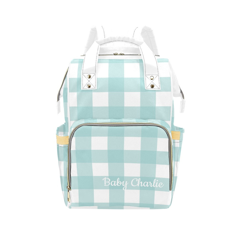Personalised Diaper Bag - Blue Check