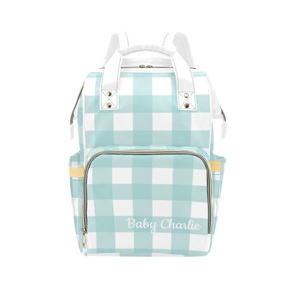 Personalised Diaper Bag - Blue Check