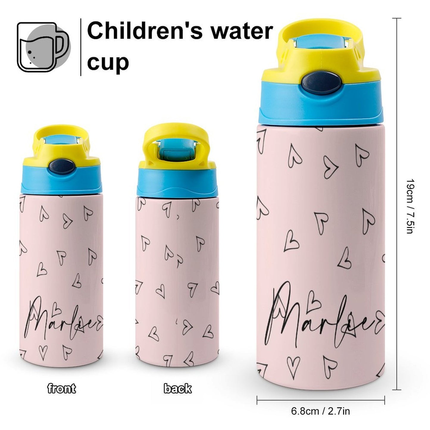 Personalised Kids Water Bottle - Heart