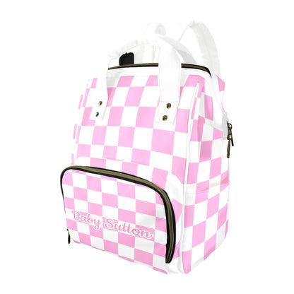 Personalised Diaper Bag - Pink Check