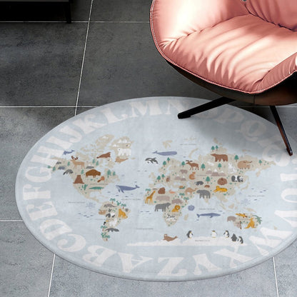 World Animal Alphabet Floor Mat - Blue