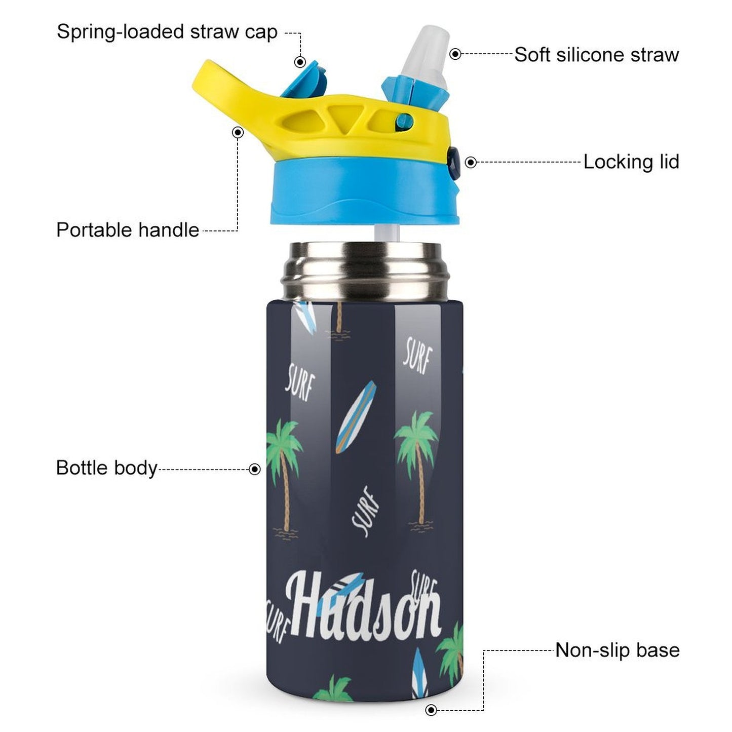 Personalised Kids Water Bottle - Surf