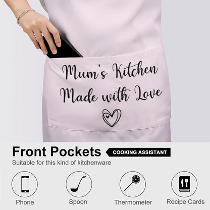 Personalised Apron with Pocket - Pink Heart