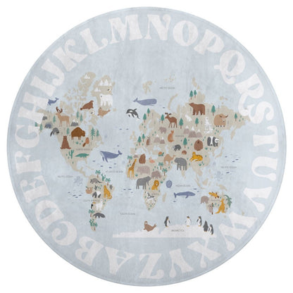 World Animal Alphabet Floor Mat - Blue