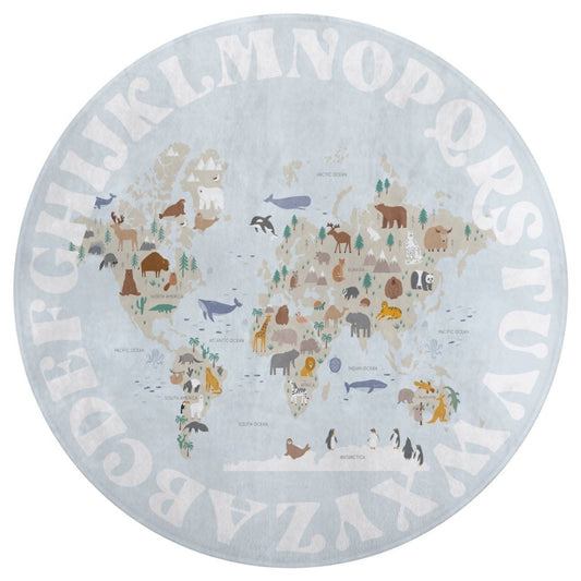 World Animal Alphabet Floor Mat - Blue