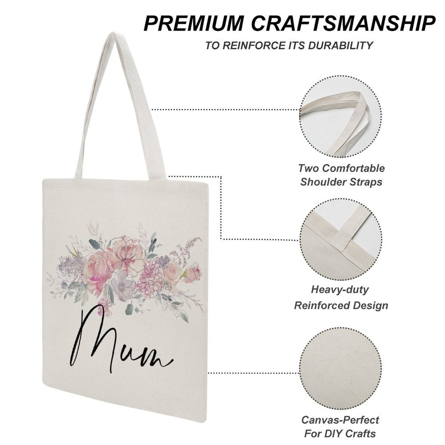 Personalised Watercolour Floral Tote Bag