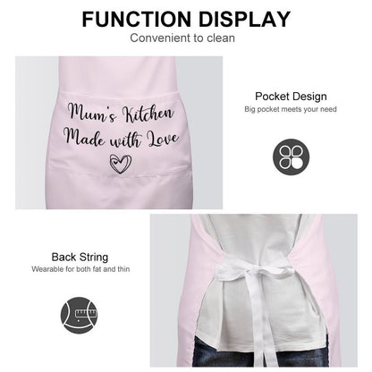 Personalised Apron with Pocket - Pink Heart
