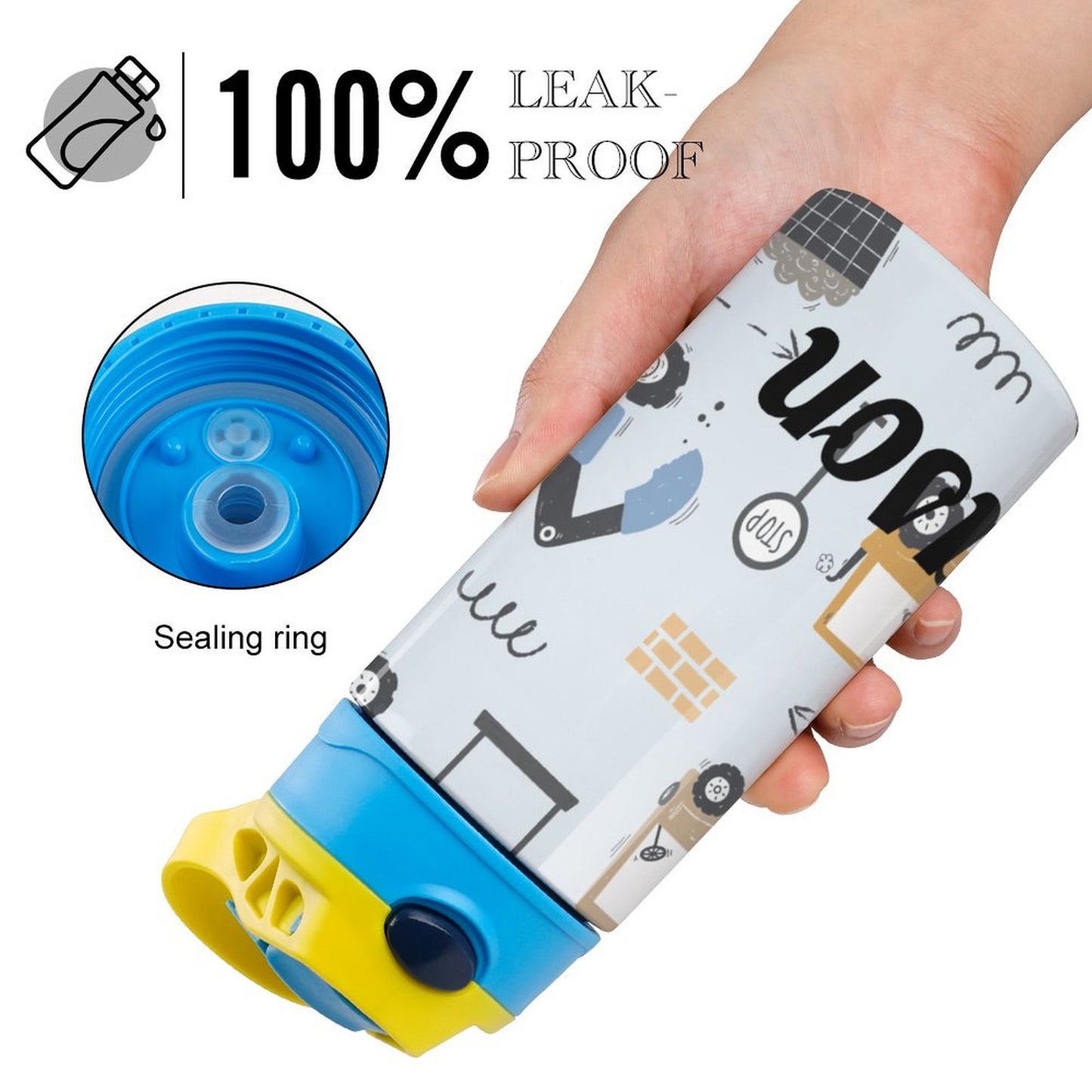 Personalised Kids Water Bottle - Construction