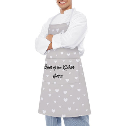 Personalised Apron with Pocket - Grey Heart