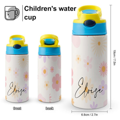 Personalised Kids Water Bottle - Pink Flower