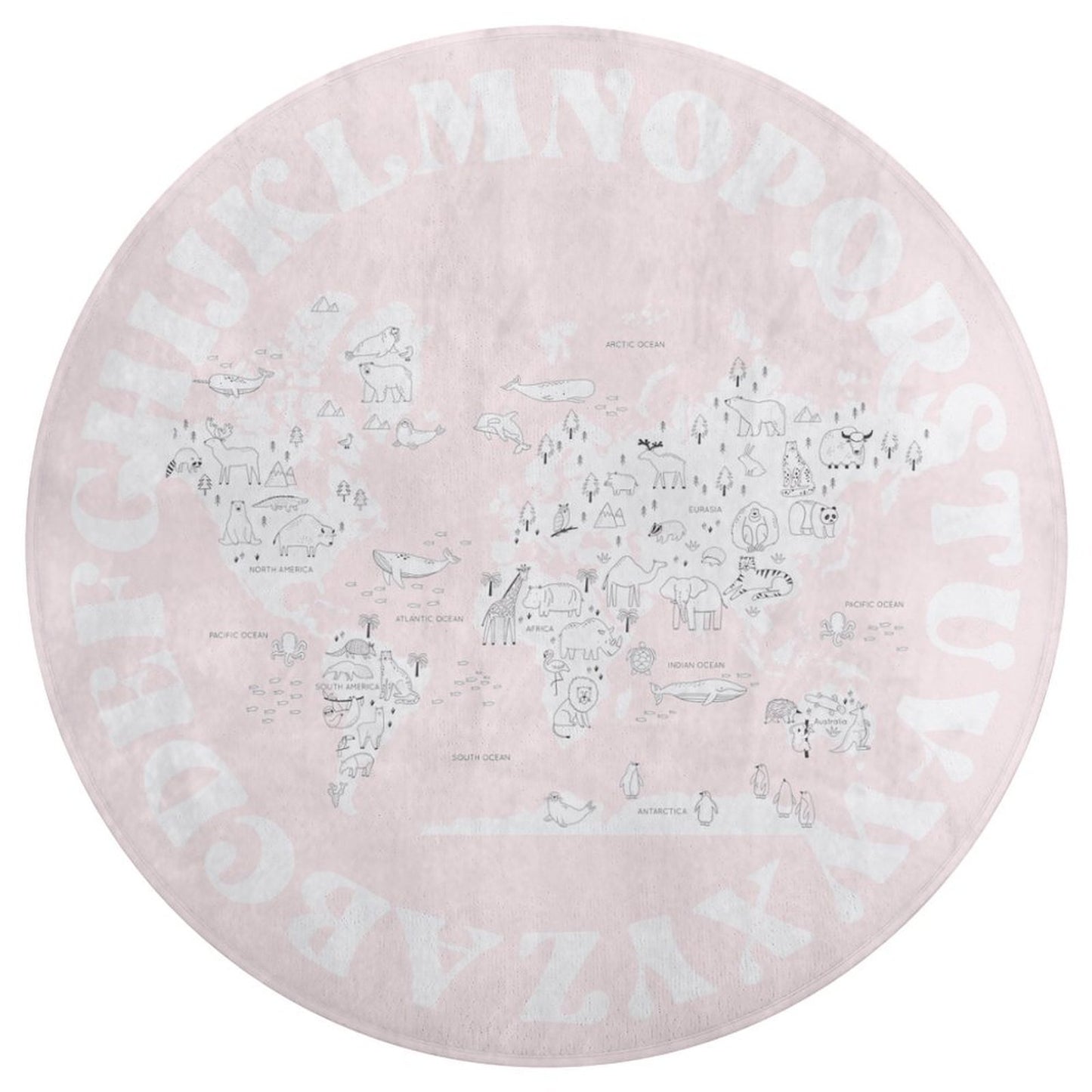 World Animal Alphabet Floor Mat - Pink