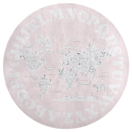 World Animal Alphabet Floor Mat - Pink
