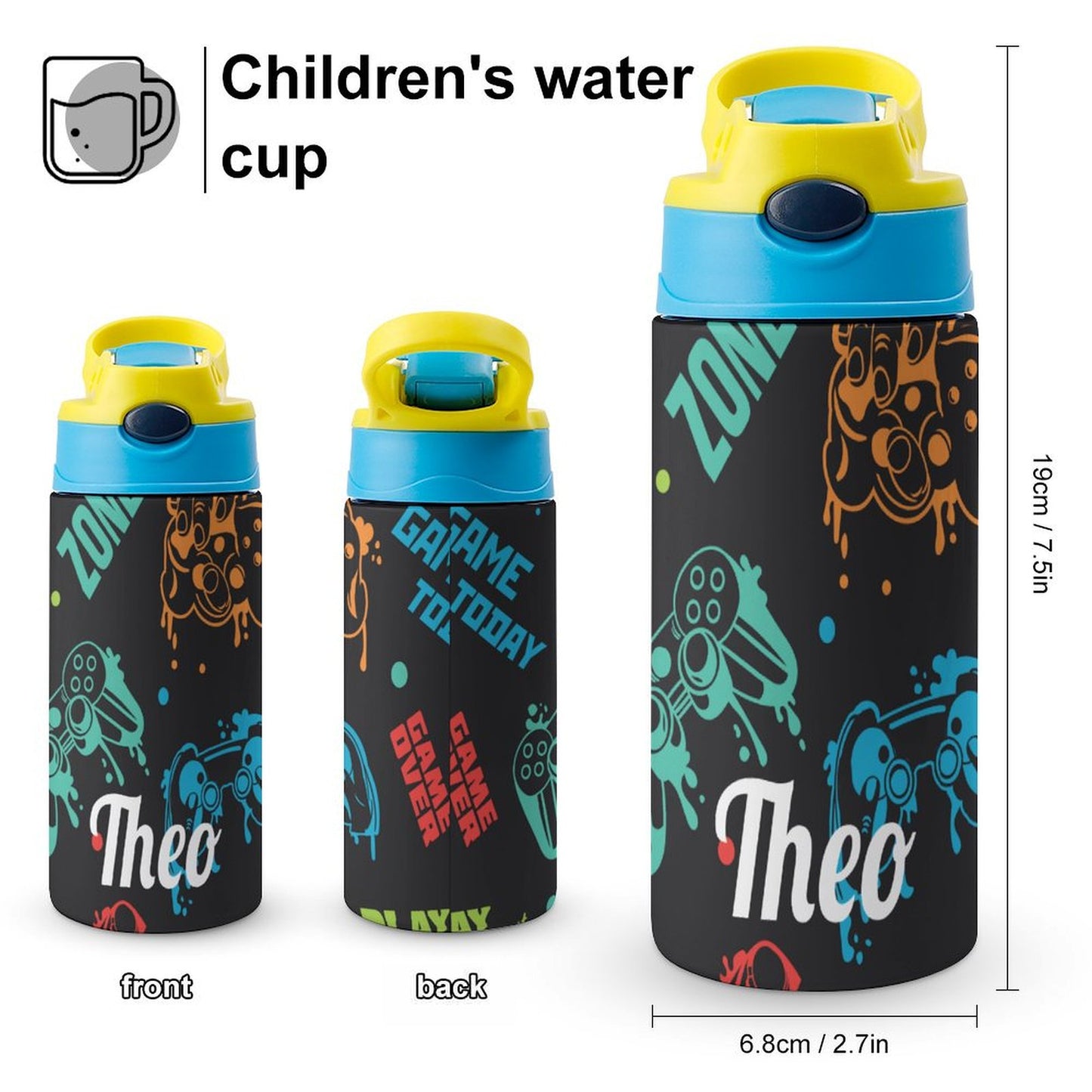 Personalised Kids Water Bottle - Gamer
