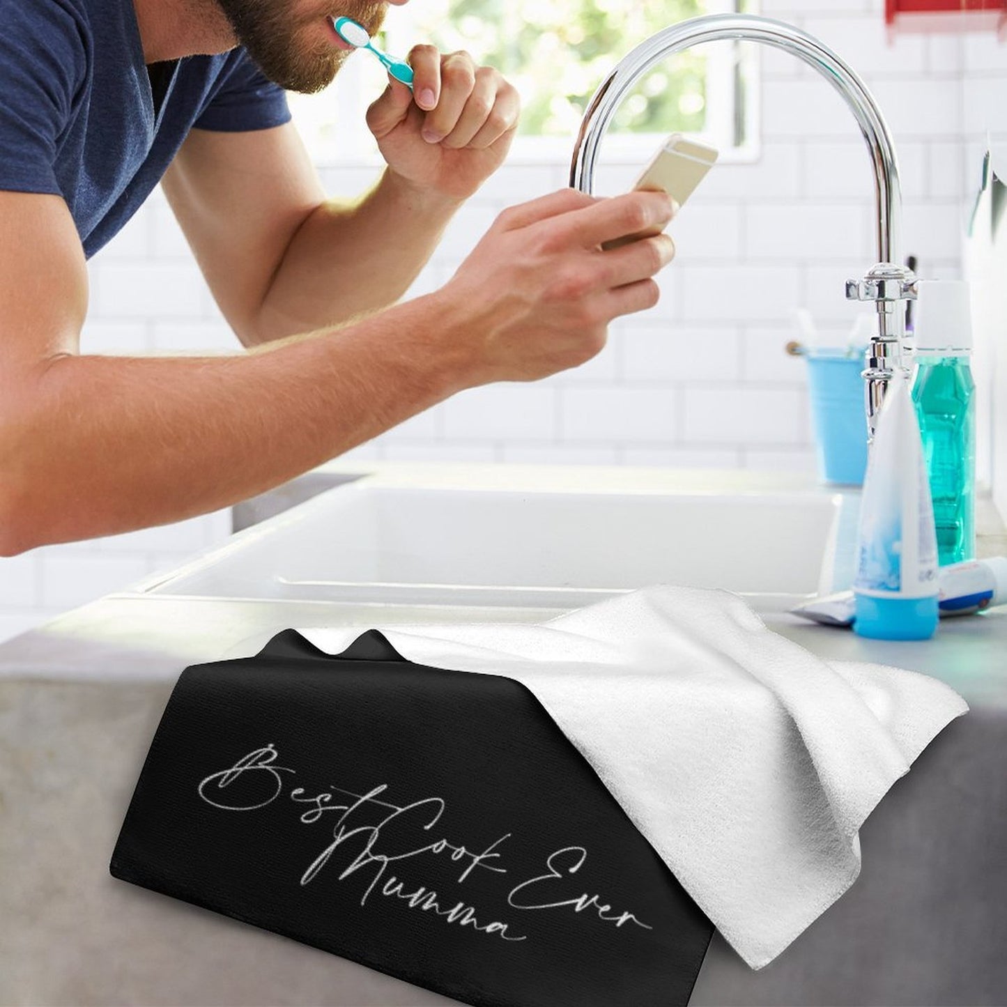 Personalised Kitchen Towel - Black