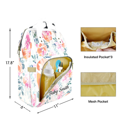 Personalised Diaper Bag - Pink Floral