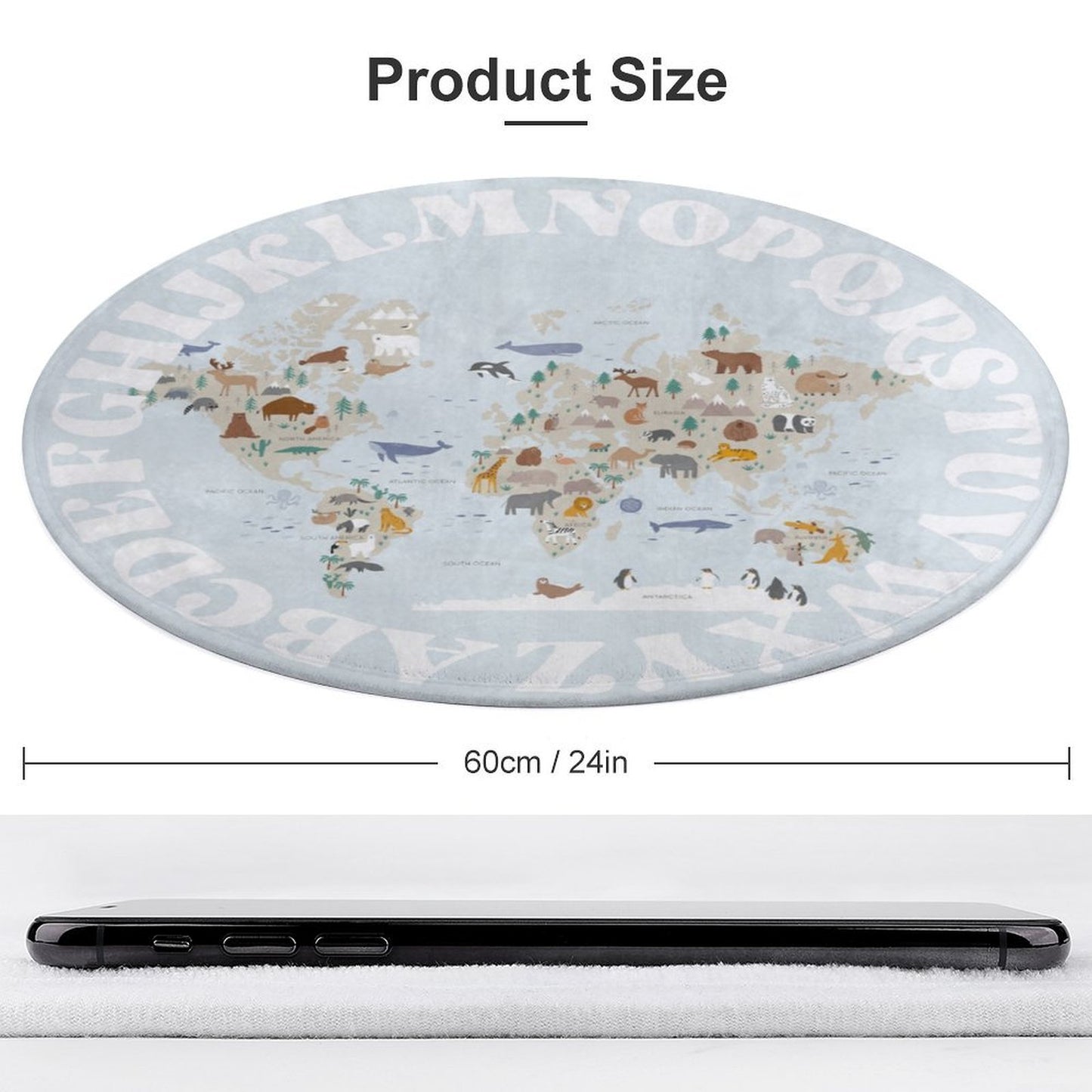 World Animal Alphabet Floor Mat - Blue