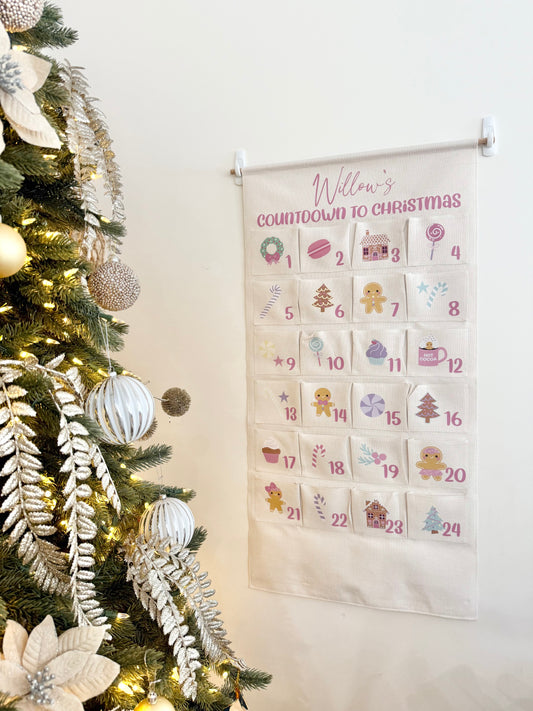 Personalised Large Christmas Advent Calendar - Pink Pastels